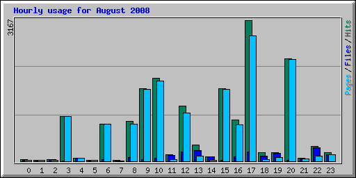 Hourly usage for August 2008