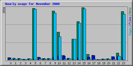 Hourly usage for November 2008